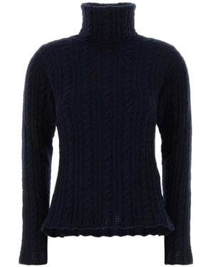 Moncler Cable-Knit Roll-Neck Jumper - Blue