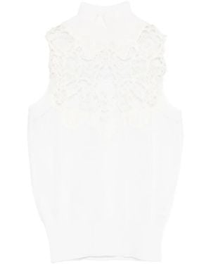 Ermanno Scervino レースインサート ハイネックトップ - ホワイト