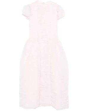 Cecilie Bahnsen Puff-Sleeve Seam-Detail Midi Dress - Pink