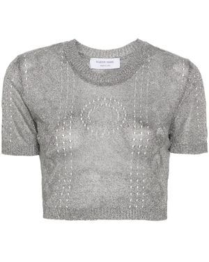 Marine Serre Metallisches Strickoberteil - Grau