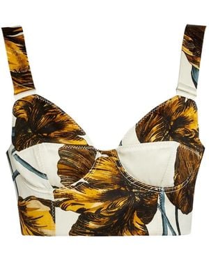 Erdem Duchess Cropped Tank Top - Metallic