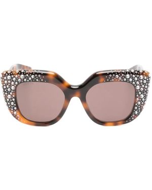 Gucci Crystal-Embellished Square-Frame Sunglasses - Pink