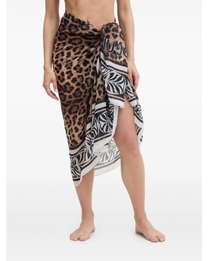 Liu Jo Leopard-Print Sarong - Black