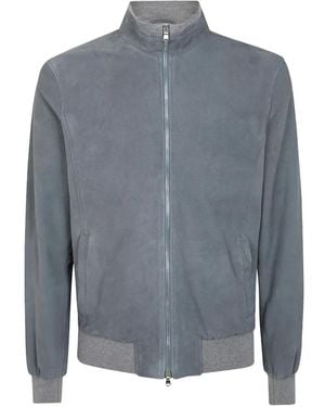 Barba Napoli Suede Bomber Jacket - Blue