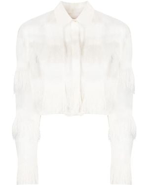 Genny Semi-Sheer Fringed Shirt - White