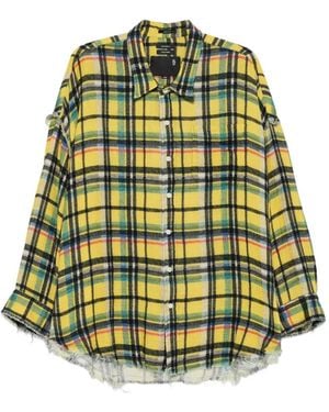R13 Camisa Deshilachada A Cuadros - Amarillo