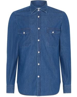 Boglioli Jeanshemd mit doppelter Tasche - Blau