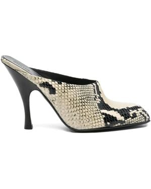KHAITE Snakeskin-effect Heeled Mules - ナチュラル