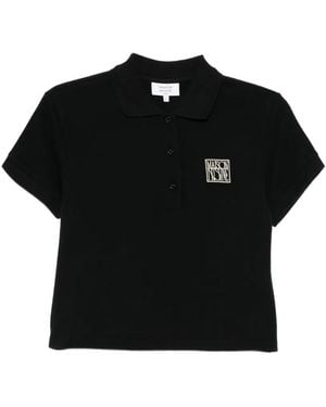 Maison Kitsuné Logo stamp cropped polo - Schwarz