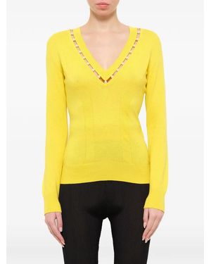 Givenchy Pearl-Embellished V-Neck Top - Yellow