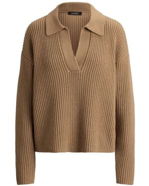 Ralph Lauren Ribbed Collared Sweater - Brown