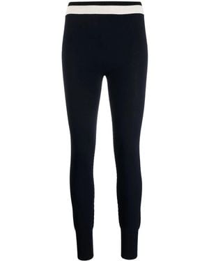 Jil Sander Contrast-Stripe Knitted Leggings - Blue