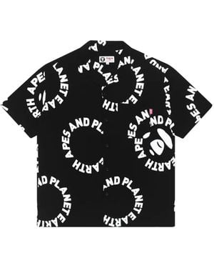Aape By A Bathing Ape Logo-Print Short-Sleeve Shirt - Black