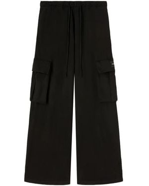 Palm Angels Wide-Leg Jersey Cargo Trousers - Black