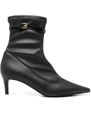 Baldinini Pointed-Toe Buckled Ankle Boots - Black
