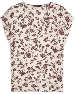 Pennyblack Top Met Bloemenprint En V-Hals - Wit