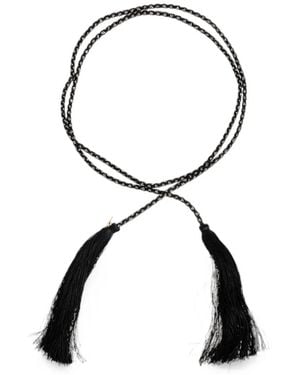 forte_forte Braided Crystal-Embellished Belt - Black