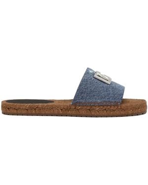 Dolce & Gabbana Dg Logo Denim Espadrille Sandal - Blue