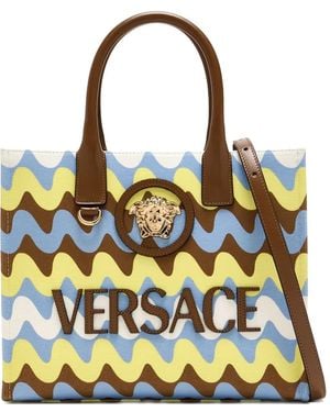 Versace Wave-Pattern Tote Bag - Yellow