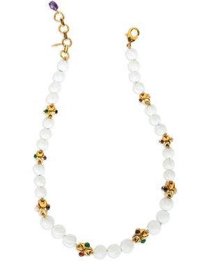 Bounkit Türkische Halskette mit Amethyst-Perlen - Weiß