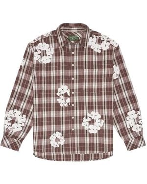 DENIM TEARS Wreath Checked Flannel Shirt - Brown