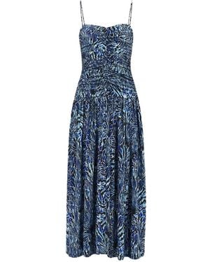Ulla Johnson Arda Ruched Jersey Dress - Blue
