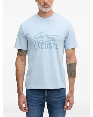 Lacoste Logo-Print Crew-Neck T-Shirt - Blue