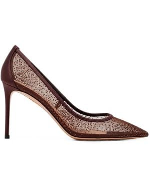 Aquazzura Mesh Rhinestone Court Shoes - White