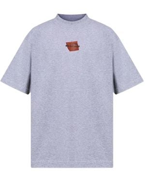 Balenciaga Taped Logo-Print Cotton T-Shirt - Blue