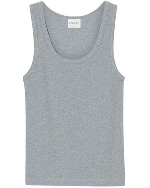 Closed Ribbed Tank Top - Gray