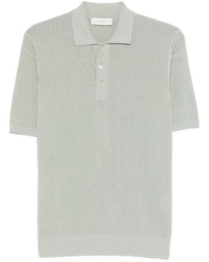 LUIGI GENTILE Open-Knit Polo Shirt - Grey