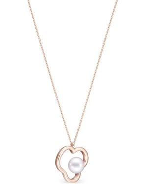 Tasaki 18K Sakura Collection Line Chants Signature Akoya Pearl Necklace - Metallic