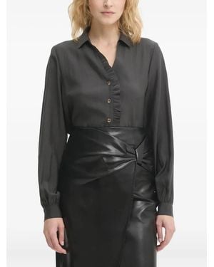 Never Fully Dressed Ruffled Button Shirt - Black