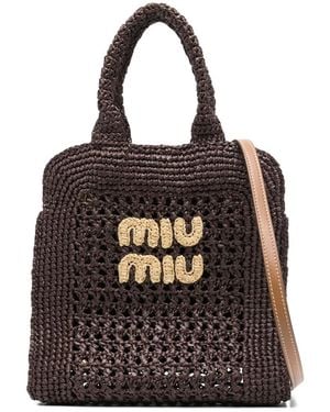 Miu Miu Gehäkelte Tote Bag - Schwarz