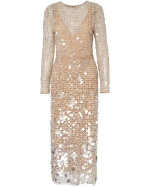 Carolina Herrera ビジューディテール ドレス - ナチュラル