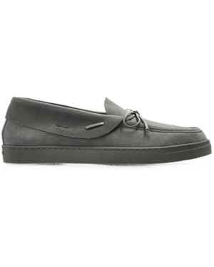 Giorgio Armani Bow-Detail Suede Loafers - Grey