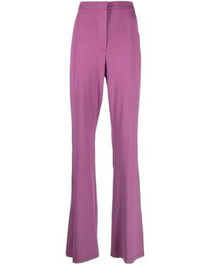 Remain Split-Cuff High-Waisted Flared Trousers - Purple