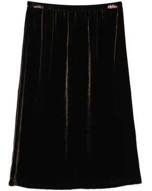 Laura Urbinati Elasticated-Waist Velour Midi Skirt - Black