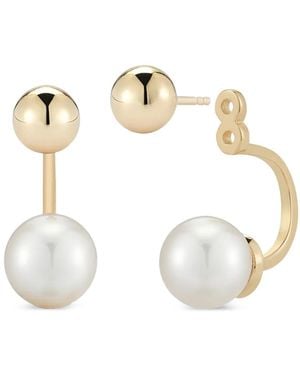 Mateo Pearl Ball Ear Jacket Earrings - White