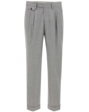 Devore Double-Pleated Cuffed Trousers - Grey