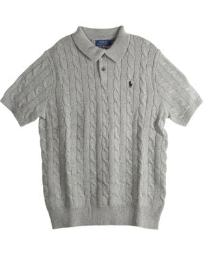 Polo Ralph Lauren Cable-Knit Polo Shirt - Grey
