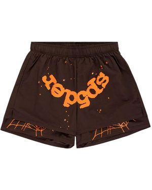 Sp5der Og Web Double-Layer Shorts - Brown
