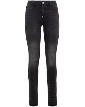 Philipp Plein Vaqueros Skinny Con Placa Del Logo - Negro