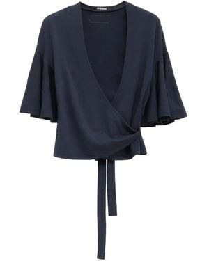Jacquemus Haut Cache-Cœur Paysan À Manches Évasées - Blue