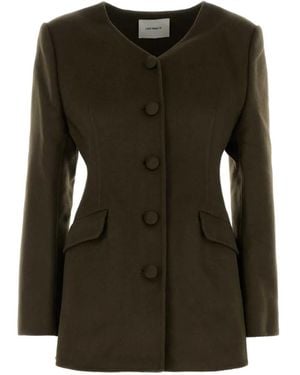 Lisa Yang Einreihiger Kragenloser Doublé Blazer - Schwarz
