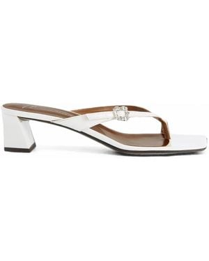 Giuseppe Zanotti Crystal-Buckle Patent Leather Sandals - White
