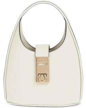 Ferragamo Mini-Tasche Mit Gancini-Schnalle - Weiß
