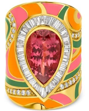 Buddha Mama Anello Miami Swirl A Fascia Avvolgente Con Tormalina E Diamanti - Grigio