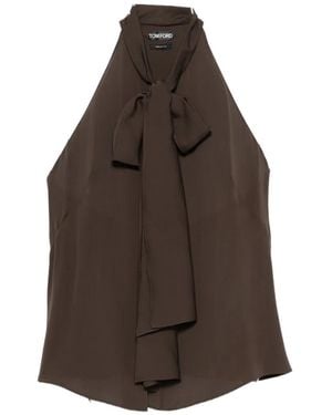 Tom Ford Sleeveless Bow-Detail Top - Brown