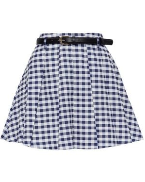 Self-Portrait Gingham pleated mini skirt - Azul